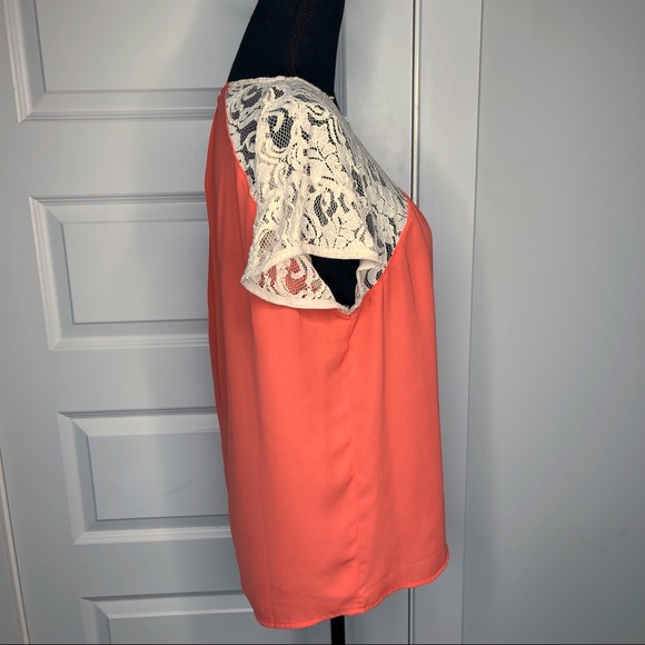 Anthropologie | Maeve Coral Top with Ivory Lace - Picture 5 of 11